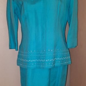 Positive Attitude 2-pc dress & jacket, blue, size 8